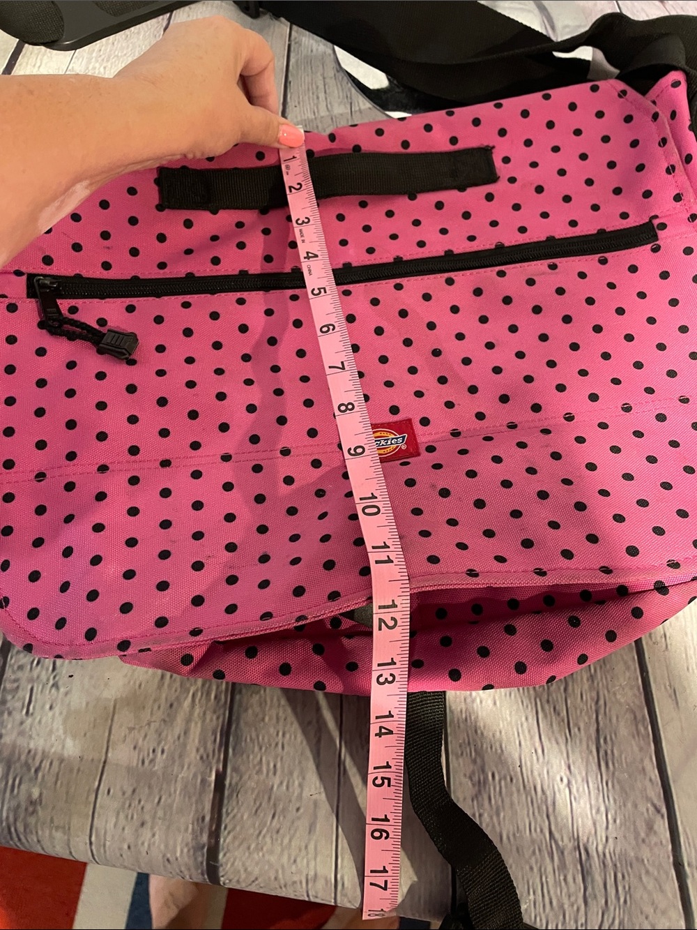 Dickies Pink Black Polka Dot Crossbody Messenger Bag - Picture 10 of 10